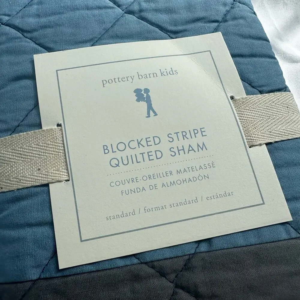 NEW Pottery Barn Kids Blocked Stripe Quilted Sham